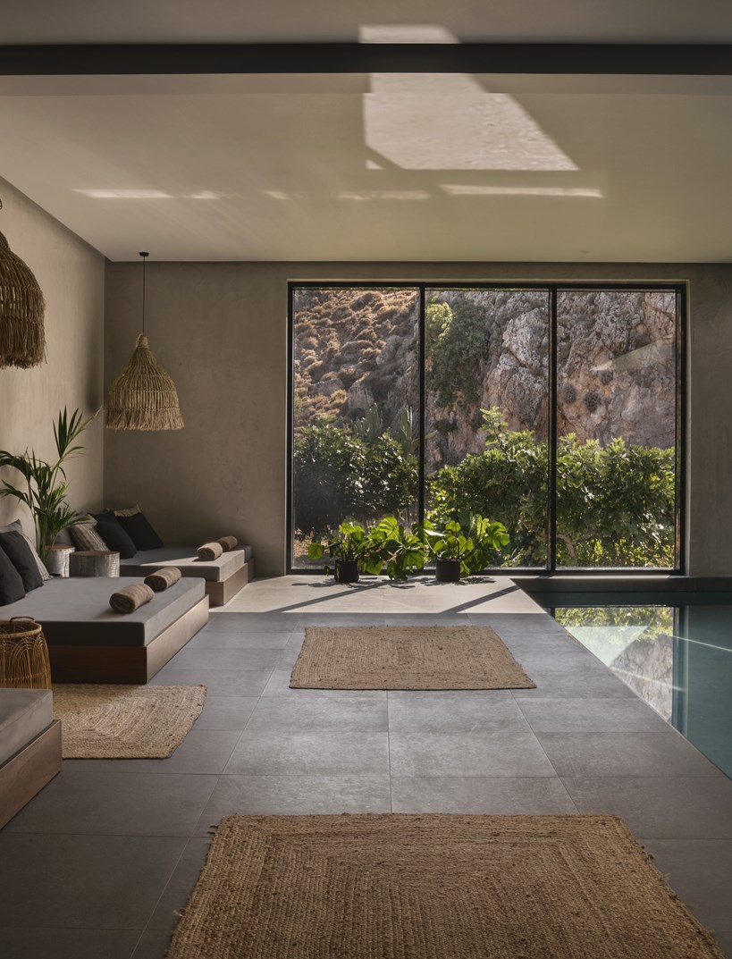 Casa Cook Rhodes Spiritual Wellness Spa with indoor heated pool and comfortable loungers