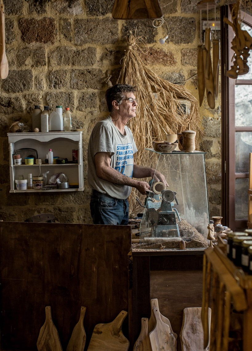 Casa Cook Rhodes Greece Man in his artisan woodwork workshop