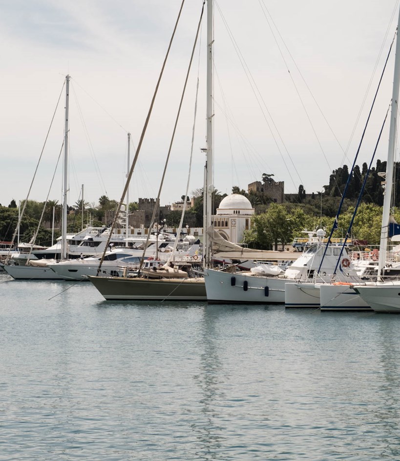 Casa Cook Rhodes Greece view of the sail boats in the harbour